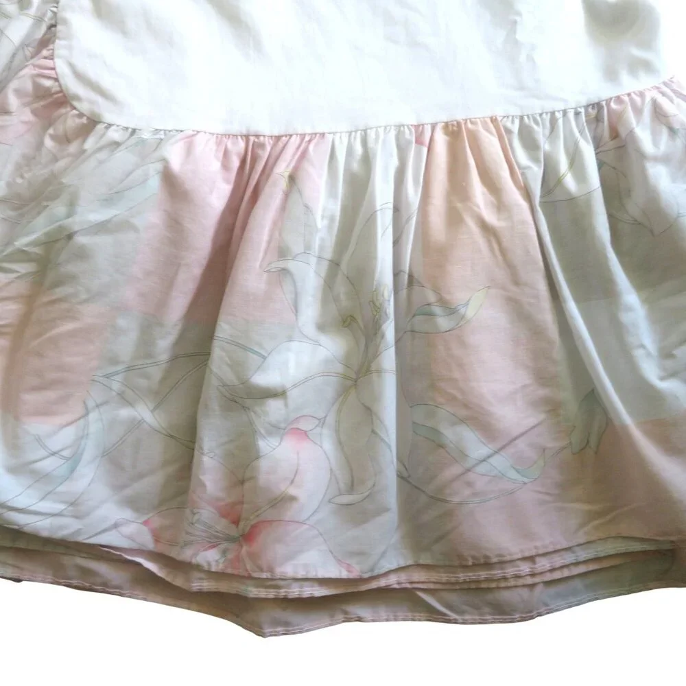 Vintage 1986 Gloria Vanderbilt Queen Bed Skirt Pastel Floral Lily 13